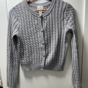 H&M Light Gray Cable Knit Cardigan